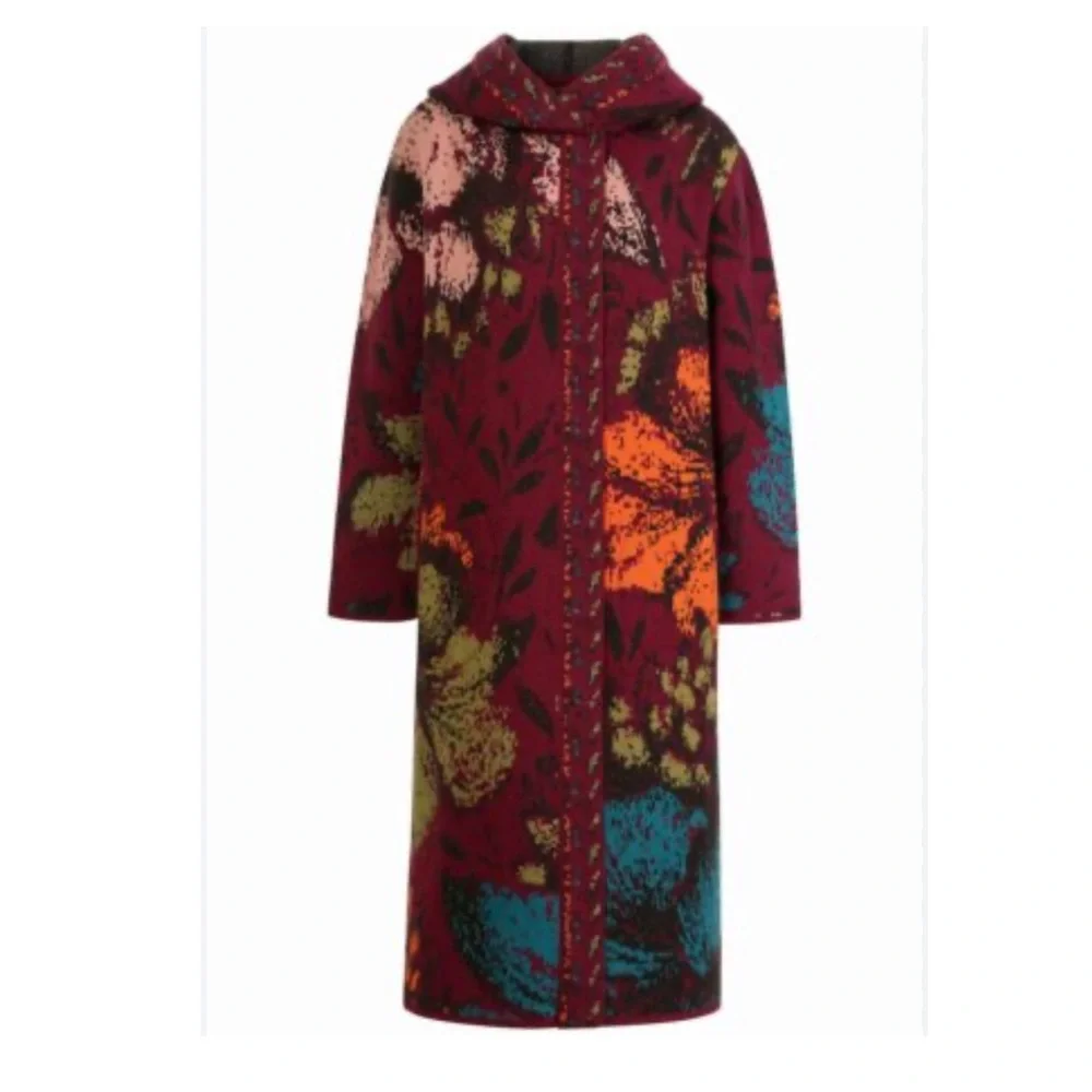 IVKO Floral Wool Cardigan Sweater Coat Large - Picture 1 of 14